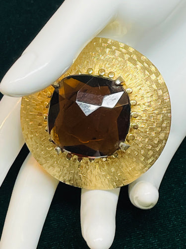 Large Brown and Gold Brooch